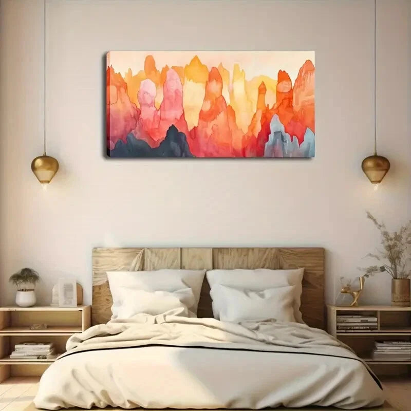 Colorful Mountain Abstract Wall Art Canvas Office Home Room Framed 120x60cm - Bella Home Decor