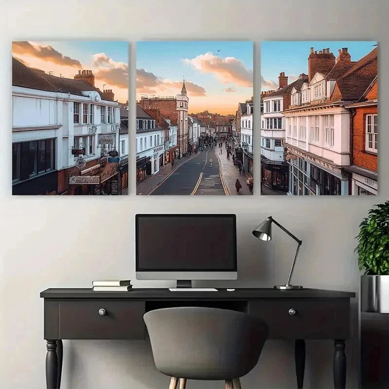3pcs Maidstone Posters Historic UK Perfect Wall Art Set Canvas Framed 50x70cm - High Quality Print 100% Australian Made Wall Canvas Ready to Hang