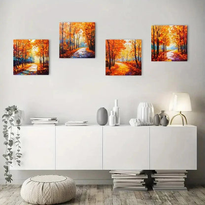 4pcsAutumn LandscapeWall Art Canvas Framed