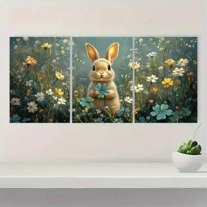 3pcs Bunny Bunny  BB   Wall Art Set Canvas Framed 60x90cm - High Quality Print 100% Australian Made Wall Canvas Ready to Hang - Bella Home Decor