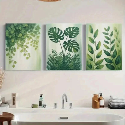 3pcs Palm Leaves, Minimalist Style   Wall Art Set Canvas Framed 50x70cm - High Quality Print 100% Australian Made Wall Canvas Ready to Hang