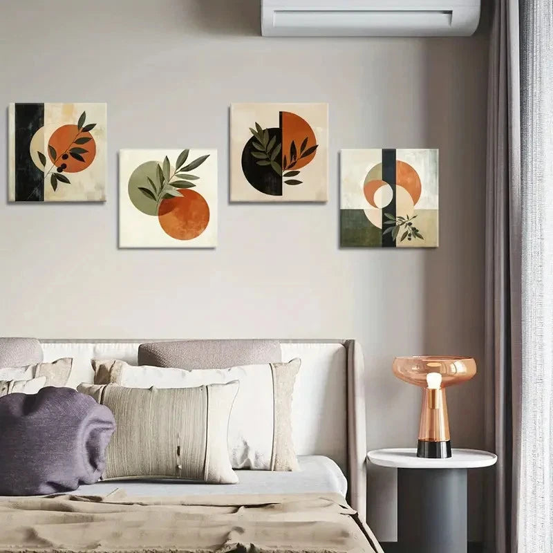 4pcs Botanical Square Wall Art Canvas Framed - Bella Home Decor