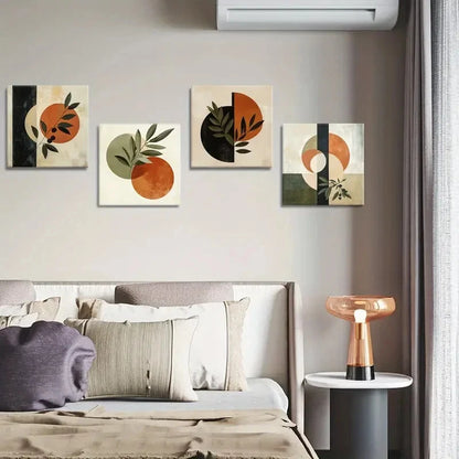 4pcs Botanical Square Wall Art Canvas Framed - Bella Home Decor