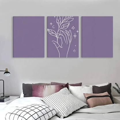 3pcs A Gentle Hand Holding The Cosmos   Wall Art Set Canvas Framed 50x70cm - High Quality Print 100% Australian Made Wall Canvas Ready to Hang - Bella Home Decor