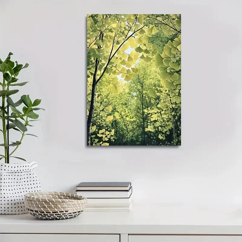 Beautiful Vibrant Green Foliage with Sunlit Canopy 40x60cm Metal Print Ready to Hang - Bella Home Decor