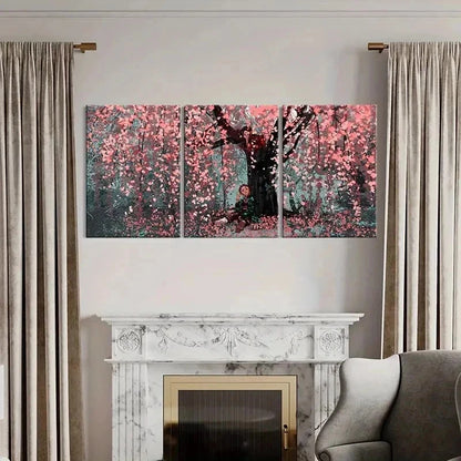 3pcs Japanese Anime Cherry Blossom & Sakura Wall Art Set Canvas Framed 50x70cm - High Quality Print 100% Australian Made Wall Canvas Ready to Hang