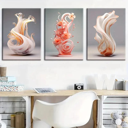 3pcs Modern Stylish Abstract Objects Perfect Wall Art Set Canvas Framed 40x60cm - High Quality Print 100% Australian Made Wall Canvas Ready to Hang - Bella Home Decor