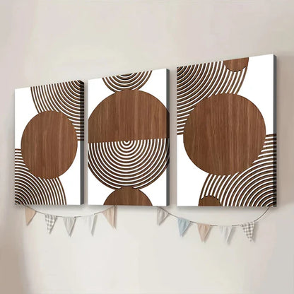3pcs Abstract Geometric Circular Elegant Canvas Unframed - High Quality Print 100% Australian Made Wall Canvas - Bella Home Decor