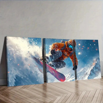 3pcs Snowboarder Wall Art Set Canvas Framed 60x90cm - High Quality Print 100% Australian Made Wall Canvas Ready to Hang