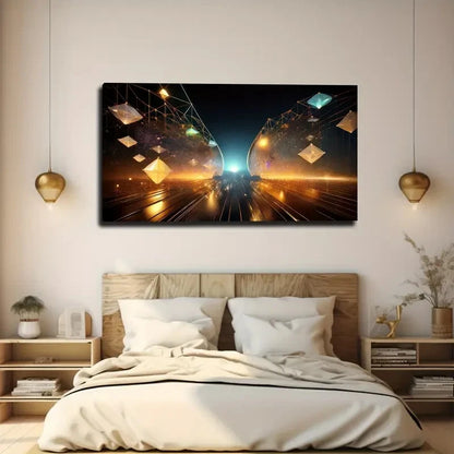 Futuristic Cityscape Wall Art Canvas Office Home Room Framed 120x60cm