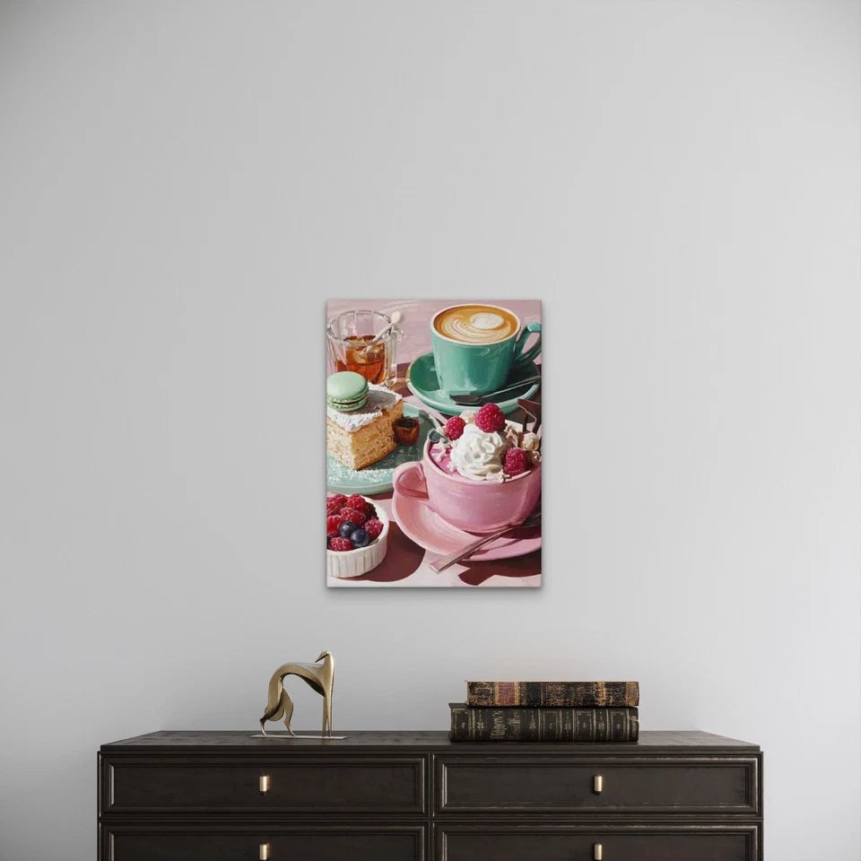Raspberry Dessert with Coffee & Pastry Metal Print Ready to Hang
