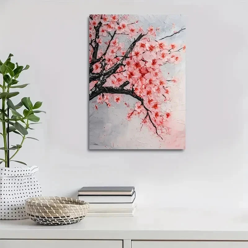 Beautiful Vibrant Pink Floral Painting 40x60cm Metal Print Ready to Hang - Bella Home Decor