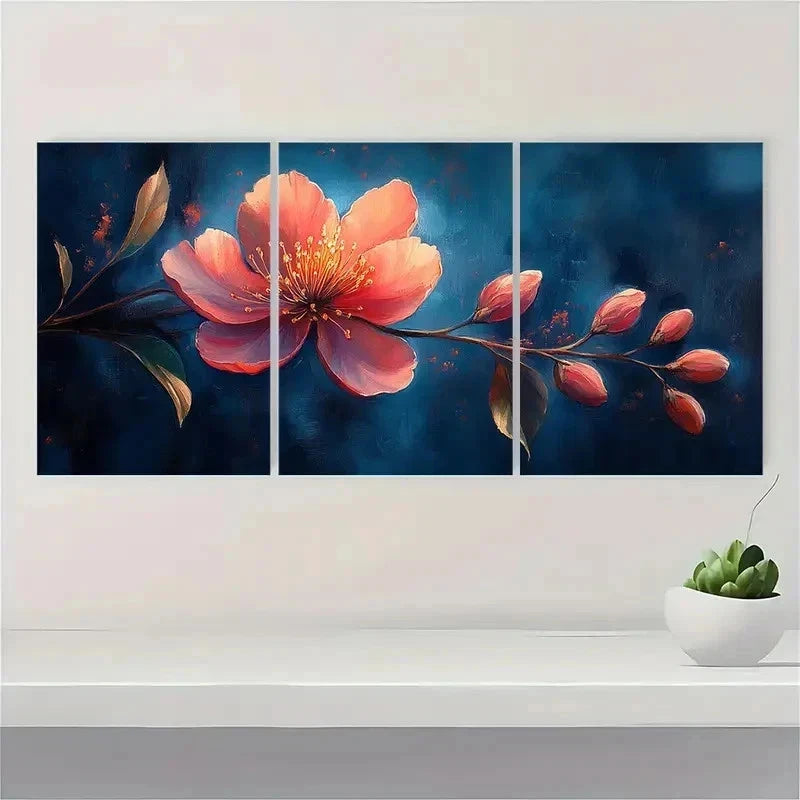 3pcs Myrtle Flower Peachy-Pink Perfect Wall Art Set Canvas Framed 60x90cm - High Quality Print 100% Australian Made Wall Canvas Ready to Hang - Bella Home Decor