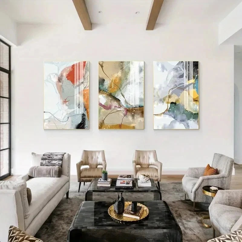 3pcs  Blue, Green, and Grey with Wooden BG   Wall Art Canvas Framed 40x60cm - High Quality Print 100% Australian Made Wall Canvas Ready to Hang - Bella Home Decor