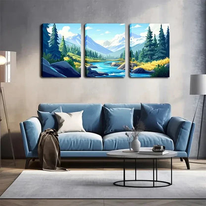 3pcs Pine Wood Landscape Wall Art Canvas Unframed - High Quality Print 100% Australian Made Wall Canvas