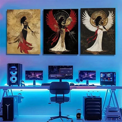 3pcs Goddess Angel Mystical Spiritual Perfect Wall Art Set Canvas Framed 40x60cm - High Quality Print 100% Australian Made Wall Canvas Ready to Hang - Bella Home Decor