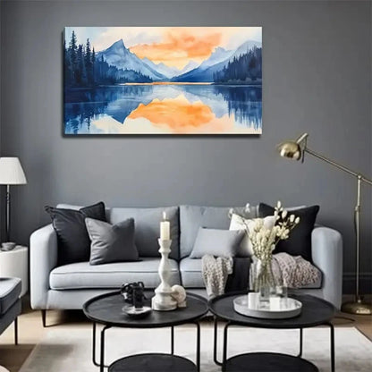 Lake Scenery Painting Style Wall Art Canvas Office Home Room Framed 120x60cm