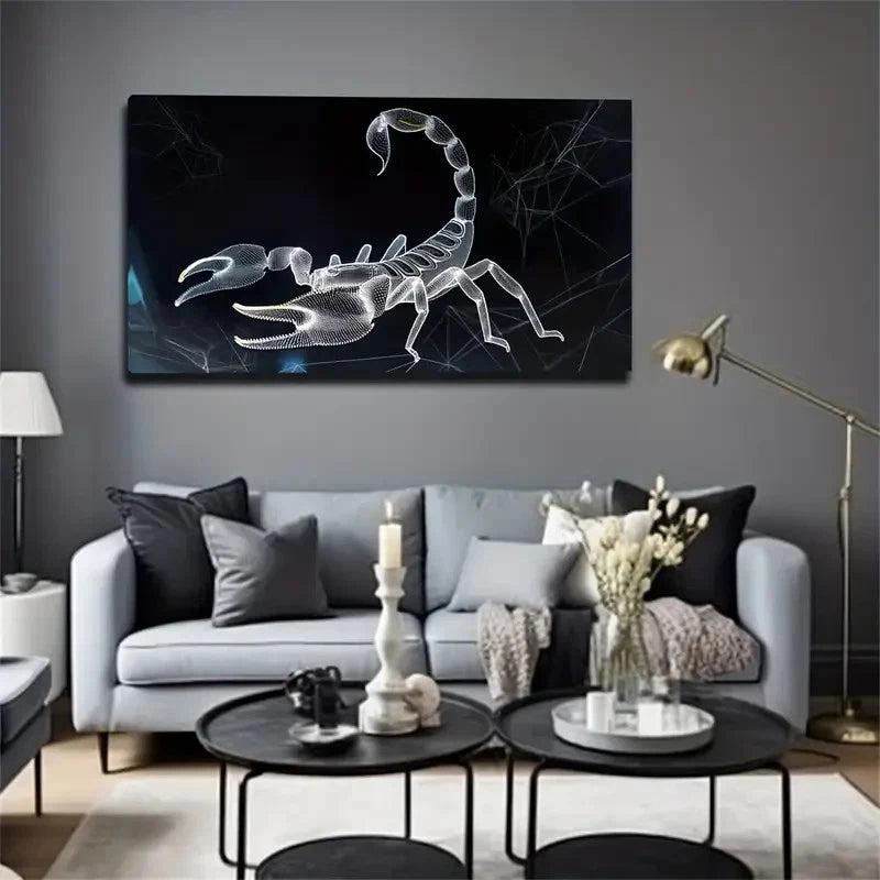 Scorpion & Spider Web Design Wall Art Canvas Office Home Room Framed 120x60cm