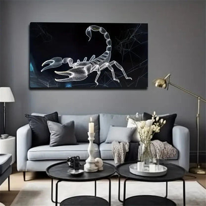 Scorpion & Spider Web Design Wall Art Canvas Office Home Room Framed 120x60cm