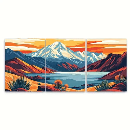 3pcs South America & Andes Mountain Scenery Wall Art Set Canvas Framed 50x70cm – High Quality Print 100% Australian Made Wall Canvas Ready to Hang