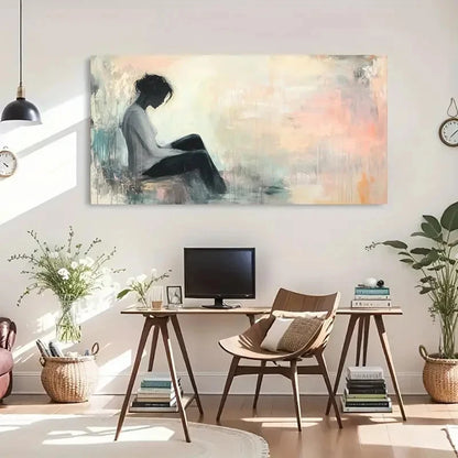 Silhouette Woman Landscape Wall Art Canvas Office Home Room Framed 120x60cm - Bella Home Decor