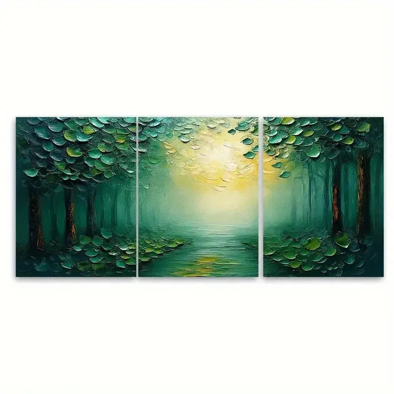 3pcs Large Green HJ  Wall Art Set Canvas Framed 60x90cm - High Quality Print 100% Australian Made Wall Canvas Ready to Hang