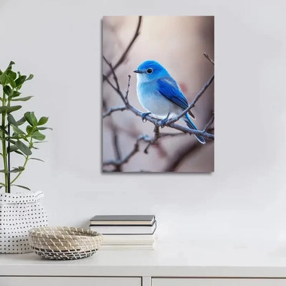 Beautiful Modern Blue Bird Painting  40x60cm Metal Print Ready to Hang - Bella Home Decor
