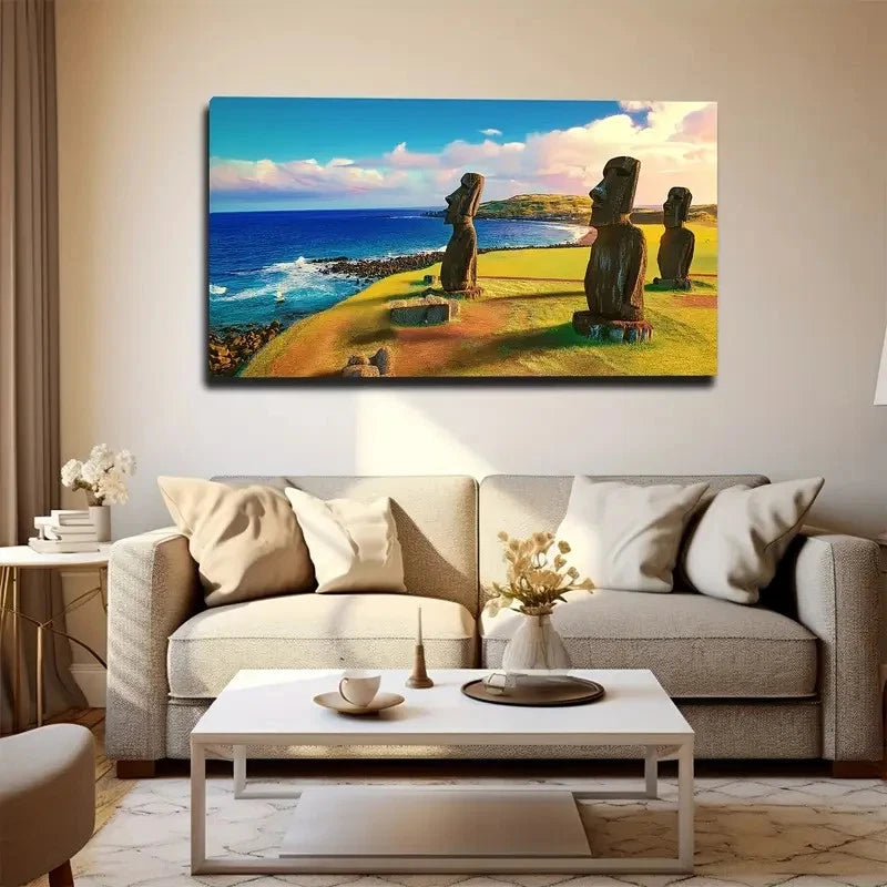 Easter Island Giant Wall Art Canvas Office Home Room Framed 120x60cm