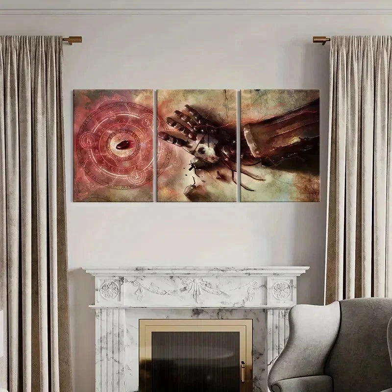 3pcs Fullmetal Alchemist Anime Decor Wall Art Set Canvas Framed 50x70cm - High Quality Print 100% Australian Made Wall Canvas Ready to Hang - Bella Home Decor
