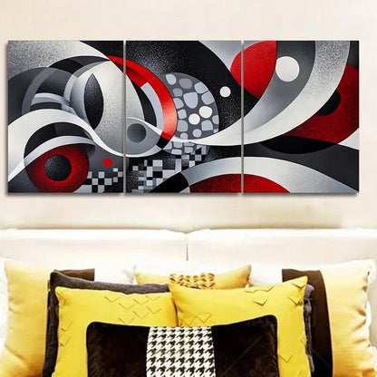 3pcs Modern Abstract Gray Black & Red Perfect Wall Art Set Canvas Framed 50x70cm - High Quality Print 100% Australian Made Wall Canvas Ready to Hang - Bella Home Decor