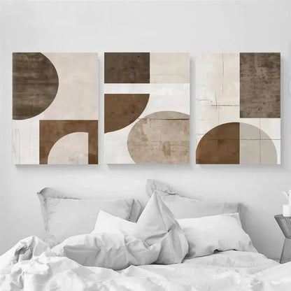 3pcs Beige & Black Geometric Abstract Perfect Wall Art Set Canvas Framed 40x60cm - High Quality Print 100% Australian Made Wall Canvas Ready to Hang - Bella Home Decor