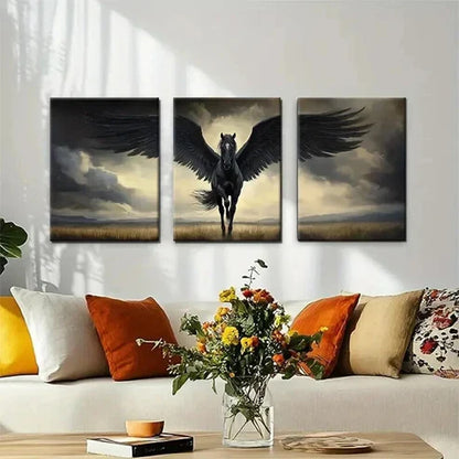 3pcs Fantasy Mythical Winged Horse Soaring Art Set Canvas Unframed - High Quality Print 100% Australian Made Wall Canvas