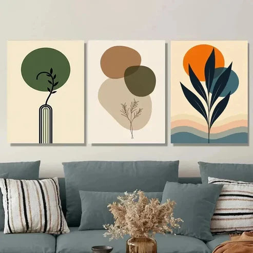 3pcs Botanical Minimalist Style with Neutral Wall Art Canvas Unframed - High Quality Print 100% Australian Made Wall Canvas - Bella Home Decor