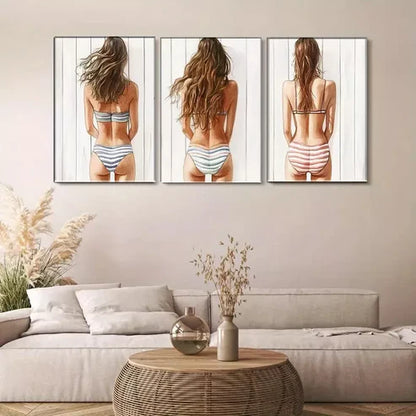 3 PCS Beautiful Back View Wall Art Set Canvas Unframed - High Quality Print 100% Australian Made Wall Canvas - Bella Home Decor