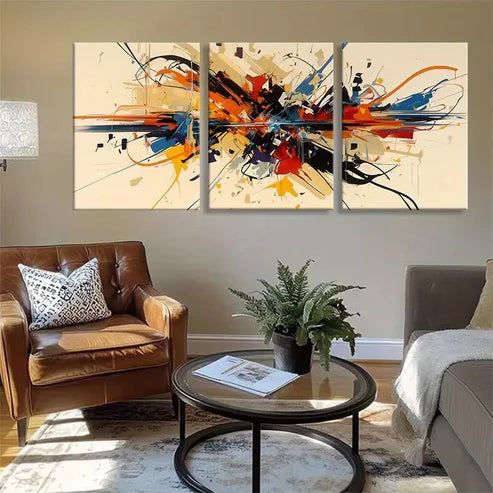 3pcs Explosion of Colors Abstract Perfect Wall Art Set Canvas Unframed - High Quality Print 100% Australian Made Wall Canvas