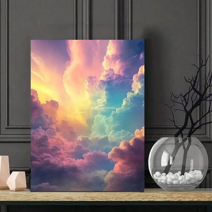 Rainbows in The Sky, Colorful Clouds, Ethereal, Dreamy 40x60cm Metal Print Ready to Hang