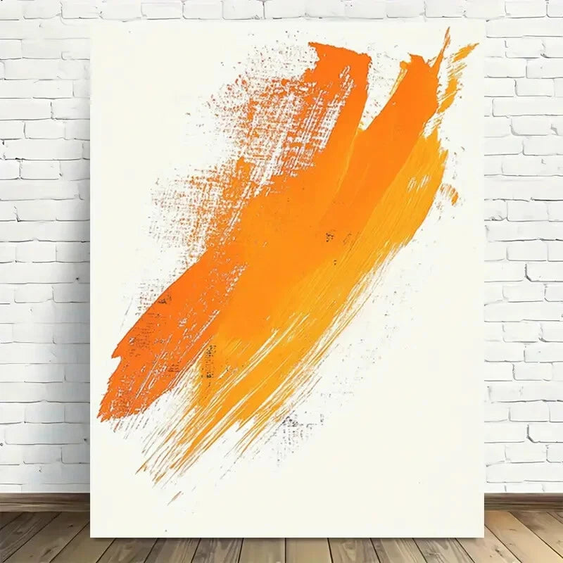Beautiful Abstract Orange Brushstroke Painting 40x60cm Metal Print Ready to Hang - Bella Home Decor