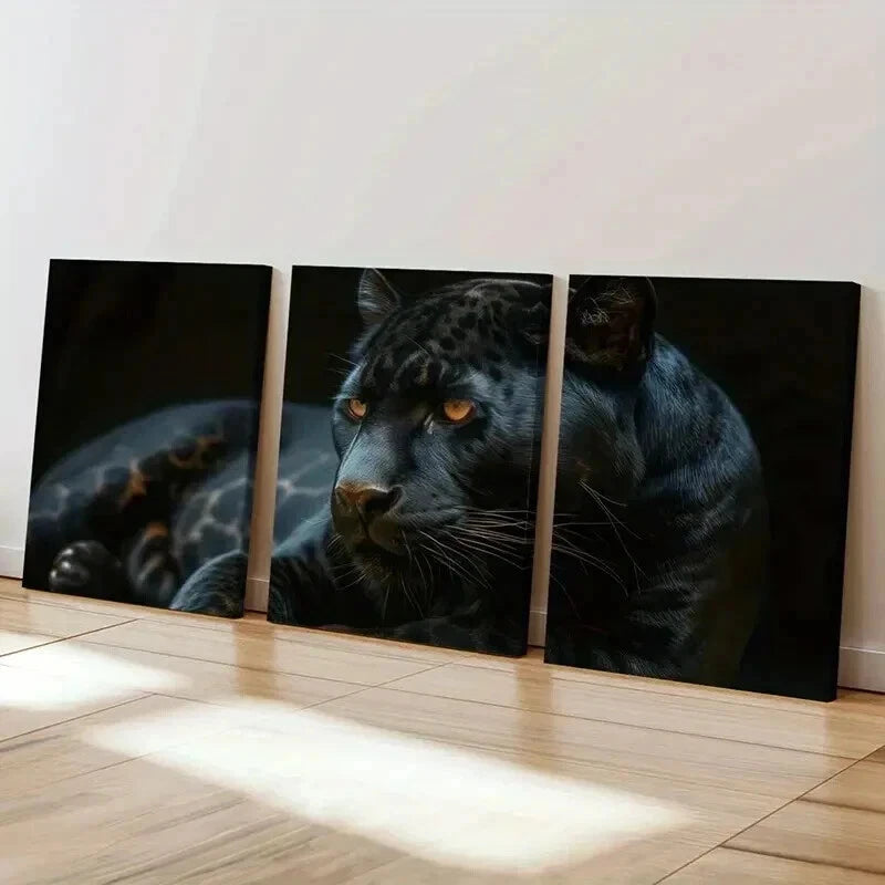 3pcs Golden Eye Dark Background Wildlife Wall Art Set Canvas Framed 40x60cm - High Quality Print 100% Australian Made Wall Canvas Ready to Hang - Bella Home Decor