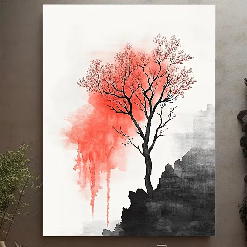 Watercolor Red Coral Ocean-Inspired Nature Print Ready to Hang
