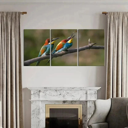 3pcs Bird On A Branch Animal Painting  Wall Art Set Canvas Framed 60x90cm - High Quality Print 100% Australian Made Wall Canvas Ready to Hang - Bella Home Decor