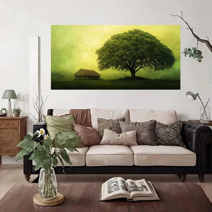 Tree In Misty Landscape Wall Art Canvas Office Home Room Framed 120x60cm