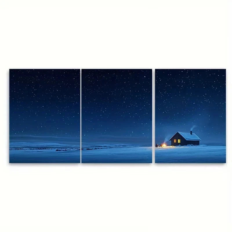3pcs Winter Scene Icelandic Volcanic Beache Wall Art Set Canvas Framed 50x70cm - High Quality Print 100% Australian Made Wall Canvas Ready to Hang