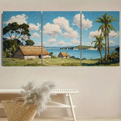 3pcs Waitangi Treaty Grounds Retro New Zealand Wall Art Canvas Unframed - High Quality Print 100% Australian Made Wall Canvas - Bella Home Decor