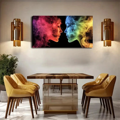 Two Facial Contours Composed Wall Art Canvas Office Home Room Framed 120x60cm - Bella Home Decor