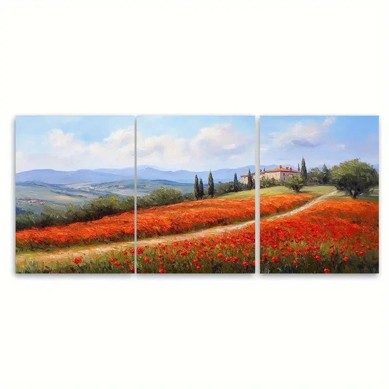 3pcs Tuscany Painting Italy Countryside FJ  Wall Art Set Canvas Framed 50x70cm - High Quality Print 100% Australian Made Wall Canvas Ready to Hang - Bella Home Decor