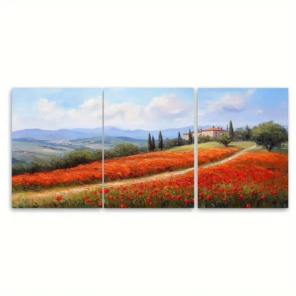 3pcs Tuscany Painting Italy Countryside FJ  Wall Art Set Canvas Framed 50x70cm - High Quality Print 100% Australian Made Wall Canvas Ready to Hang - Bella Home Decor