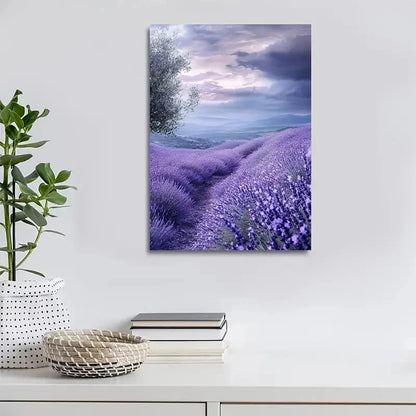 Beautiful Vibrant Purple Lavender Field with Rolling 40x60cm Metal Print Ready to Hang - Bella Home Decor