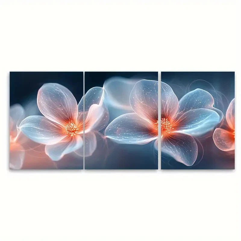 3pcs White Flower Petals Abstract R  Wall Art Set Canvas Framed 40x60cm - High Quality Print 100% Australian Made Wall Canvas Ready to Hang