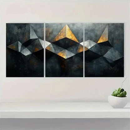 3pcs Black and Gray Geometric Abstract I Wall Art Set Canvas Unframed - High Quality Print 100% Australian Made Wall Canvas - Bella Home Decor