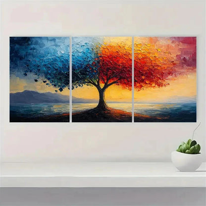 3pcs  Tree Oil Painting Colorful Art RT   Wall Art Set Canvas Framed 40x60cm - High Quality Print 100% Australian Made Wall Canvas Ready to Hang - Bella Home Decor